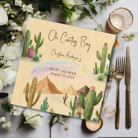 Desert Oh Cactus Boy Boho Arch Baby shower Servet