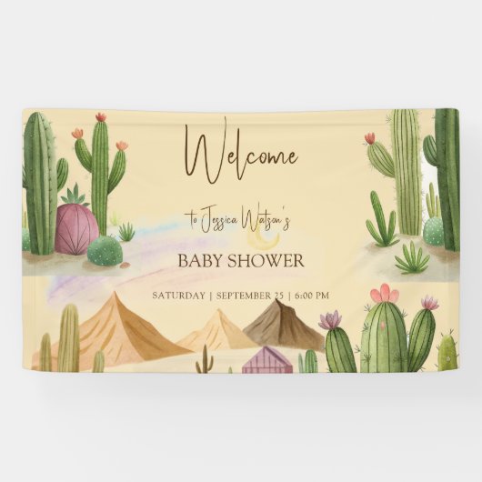Desert Oh Cactus Boy Boho Arch Baby shower Spandoek (Horizontaal)