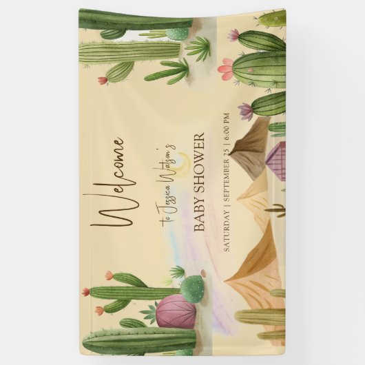 Desert Oh Cactus Boy Boho Arch Baby shower Spandoek (Verticaal)
