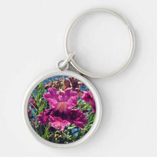 Desert Orchid Bloom Foto van Paarse ventilator Sleutelhanger (Voorkant)