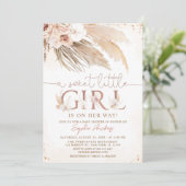 Desert Orchid Boho Pampas Grass Girl Baby shower Kaart (Staand voorkant)