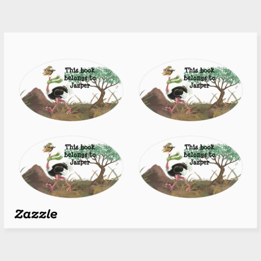 Desert Ostrich Runner Ovale Sticker (Vel)