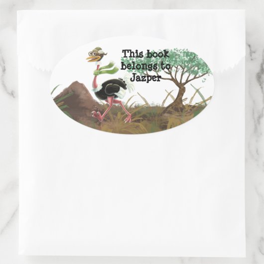 Desert Ostrich Runner Ovale Sticker (Tas)