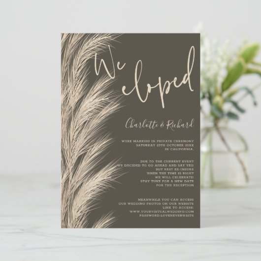 Desert pampas boho beige we hebben een trouwfoto g aankondiging (Staand voorkant)