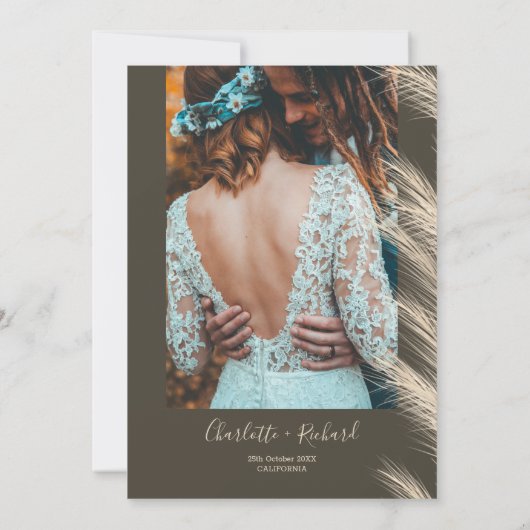 Desert pampas boho beige we hebben een trouwfoto g aankondiging (Achterkant)