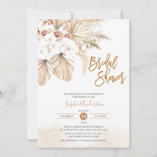 Desert Pampas Grass Boho Vrijgezellenfeest Kaart (Voorkant)