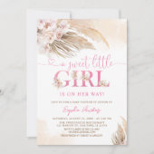 Desert Pink Boho Pampas Grass Girl Baby shower Kaart (Voorkant)