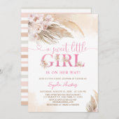 Desert Pink Boho Pampas Grass Girl Baby shower Kaart (Voorkant / Achterkant)