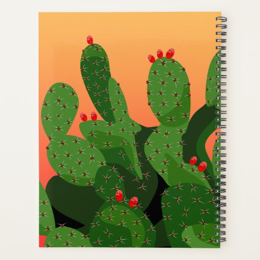 Desert Prickly Pear Cactus Sunset Personalized Planner (Achterkant)