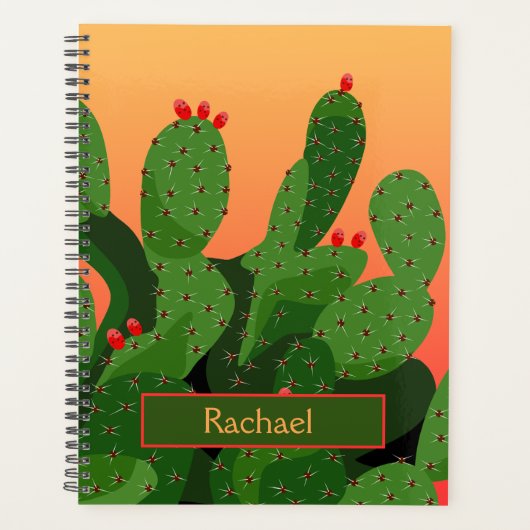 Desert Prickly Pear Cactus Sunset Personalized Planner (Voorkant)