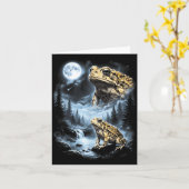 Desert Rain Frog Howling At Moon 90s Retro Kaart (Gele Bloem)