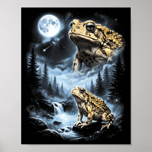 Desert Rain Frog Howling At Moon 90s Retro Poster (Voorkant)