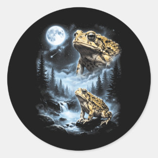 Desert Rain Frog Howling At Moon 90s Retro Ronde Sticker