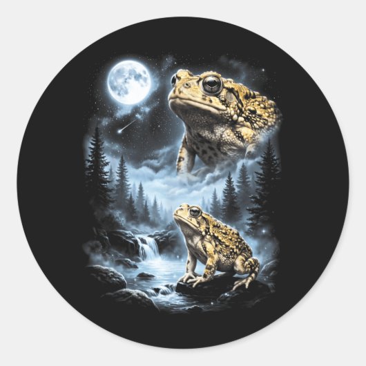 Desert Rain Frog Howling At Moon 90s Retro Ronde Sticker (Voorkant)