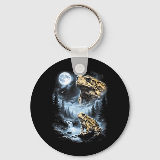 Desert Rain Frog Howling At Moon 90s Retro Sleutelhanger (Voorkant)