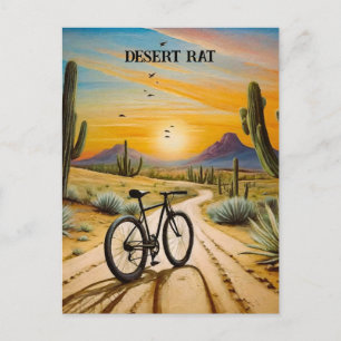Desert Rat Fietsen Mountain Bike Zonsondergang Cus Briefkaart