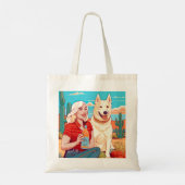 Desert Rescue Dog, Tequila en vrouwelijkheid Print Tote Bag (Achterkant)