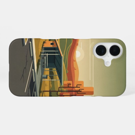 Desert Rest Stop iPhone 16 Hoesje (Achterkant horizontaal)