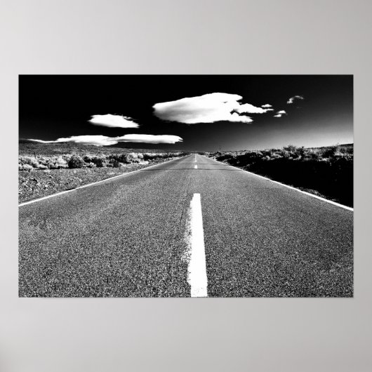 Desert Road in Black en White Poster (Voorkant)