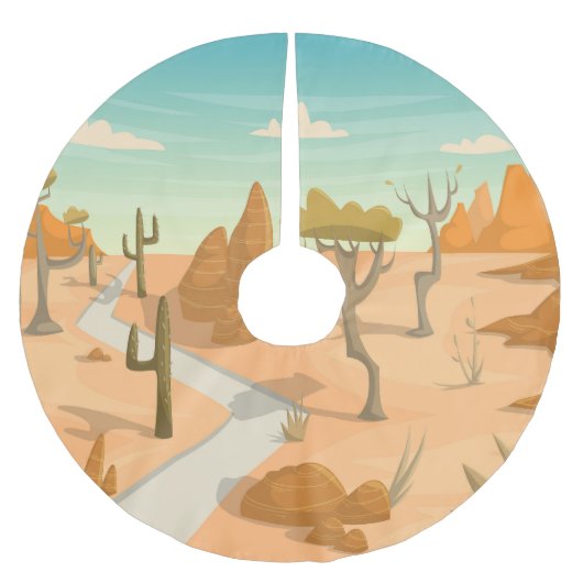 Desert Road Landscape: Cartoon . Kerstboom Rok (Voorkant)