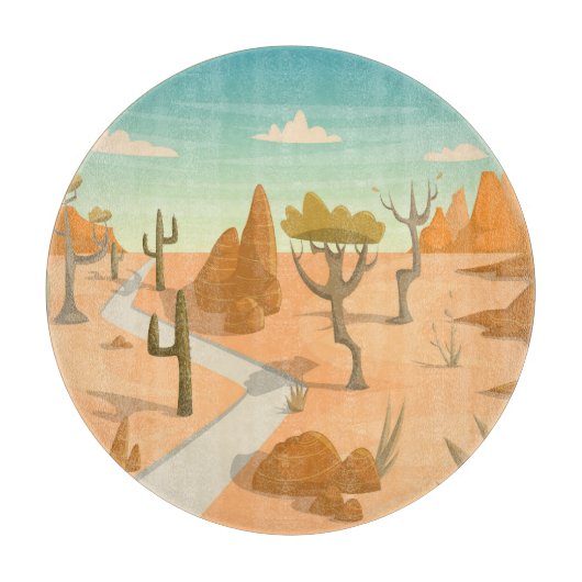 Desert Road Landscape: Cartoon . Snijplank (Voorkant)