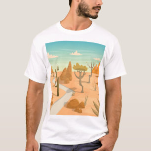 Desert Road Landscape: Cartoon . T-shirt
