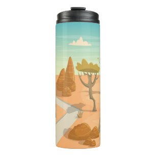 Desert Road Landscape: Cartoon . Thermosbeker