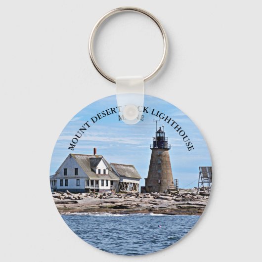 Desert Rock Lighthouse, Maine Round Sleutelhanger (Voorkant)