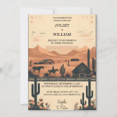 Desert Rodeo Retro Paard Rustieke Westerne bruilof Kaart (Voorkant)