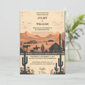 Desert Rodeo Retro Paard Rustieke Westerne bruilof Kaart (Staand voorkant)