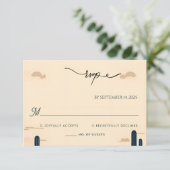 Desert Rodeo Retro Paard Rustieke Westerne bruilof RSVP Kaartje (Staand voorkant)