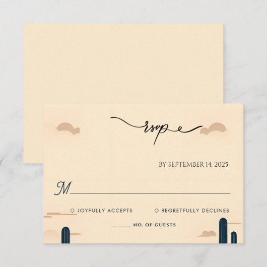 Desert Rodeo Retro Paard Rustieke Westerne bruilof RSVP Kaartje (Voorkant / Achterkant)