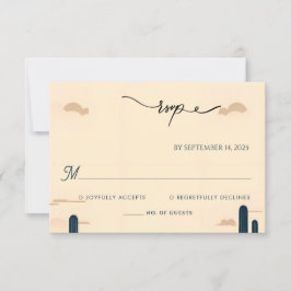 Desert Rodeo Retro Paard Rustieke Westerne bruilof RSVP Kaartje