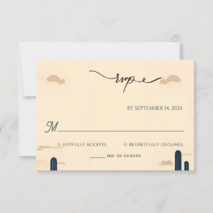 Desert Rodeo Retro Paard Rustieke Westerne bruilof RSVP Kaartje