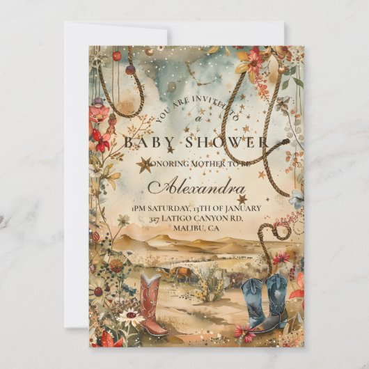 Desert Rodeo Western Baby Shower Kaart (Voorkant)