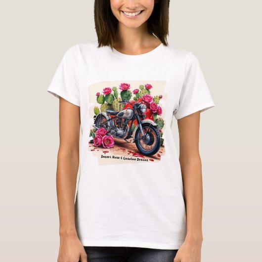 Desert Roos & Benzine Dreams  Motorcycle T-shirt (Voorkant)