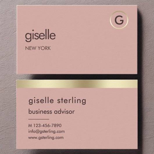 Desert Roos Luxury Faux Gold Folie Monogram Visitekaartje