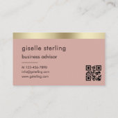 Desert Roos QR Code Faux Gold Folie Monogram Visitekaartje (Achterkant)