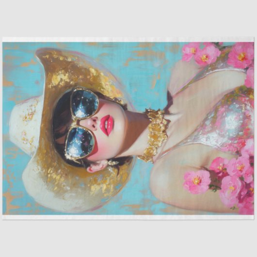 Desert Roos Rodeo Decoupage Tissuepapier (Voorkant)