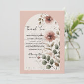 Desert Roos Roze & Groen Bloemgroen Dank u Kaart (Staand voorkant)