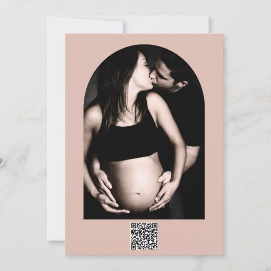 Desert Roos Roze & Groene Bloemen Baby shower Kaart (Achterkant)