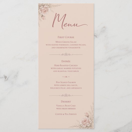 Desert Rose – Dune and Bloom Bruiloftsmenu voor fe Menu (Voorkant)