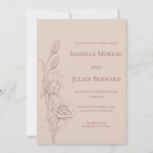 Desert Rose – Dune & Bloom Wedding Kaart (Voorkant)