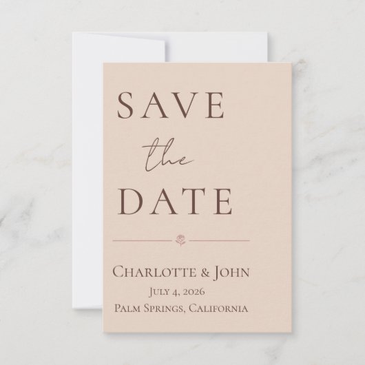 Desert Rose – Minimalist Wedding  Save the Date  (Voorkant)