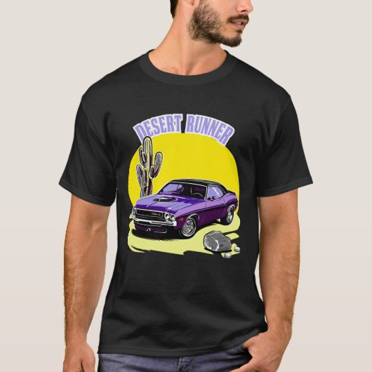 Desert Runner, 1970 Dodge Challenger-illustratie T-shirt (Voorkant)