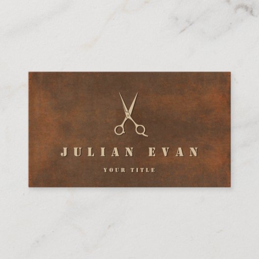 Desert Rust Iron Hair Schaar Logo Hair Stylist Visitekaartje (Voorkant)