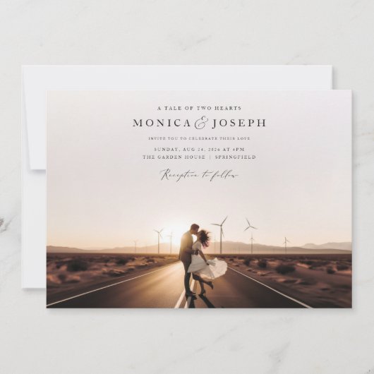 Desert Rustic Chic Fotobruiloft Kaart (Voorkant)