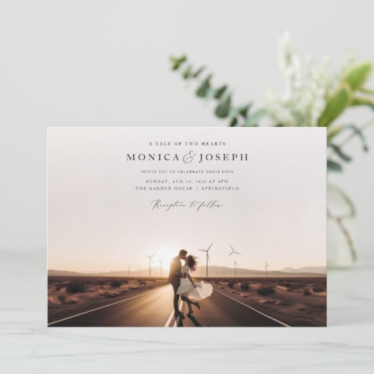 Desert Rustic Chic Fotobruiloft Kaart (Staand voorkant)