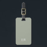 Desert Sage Effen Kleur | Modern Monogram Bagagelabel<br><div class="desc">Desert Sage Effen Kleur. Moderne kleur.</div>