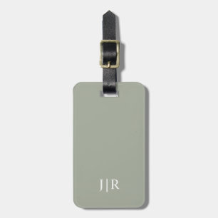 Desert Sage Effen Kleur Modern Monogram Bagagelabel